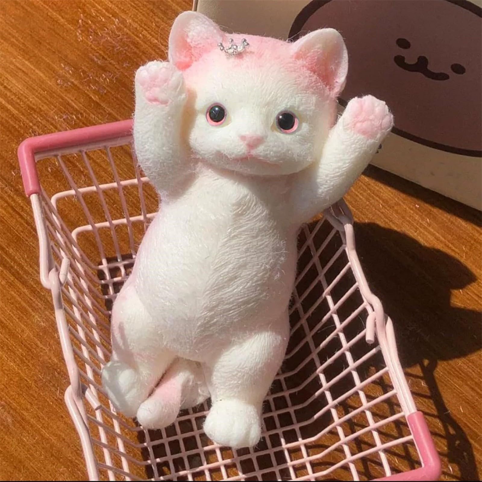 Big Taba Squishy Cat, Fluffy Sticky Soft Realistic Cat,Stress Relieving Cute Large Cat Toys for Family or Friend (Pink Cat)