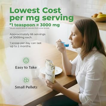 UltraLaurin Monolaurin Supplement 3,000 mg Coconut-Derived Pellets for Immune & Gut Health Support, Digestive Wellness 7 oz - 66 Servings Vegan, Non-GMO, Natural Immune & Digestive Support | 200 Servings, Digestive Wellness, Vegan, Non-GMO, Monolaurin Supplement