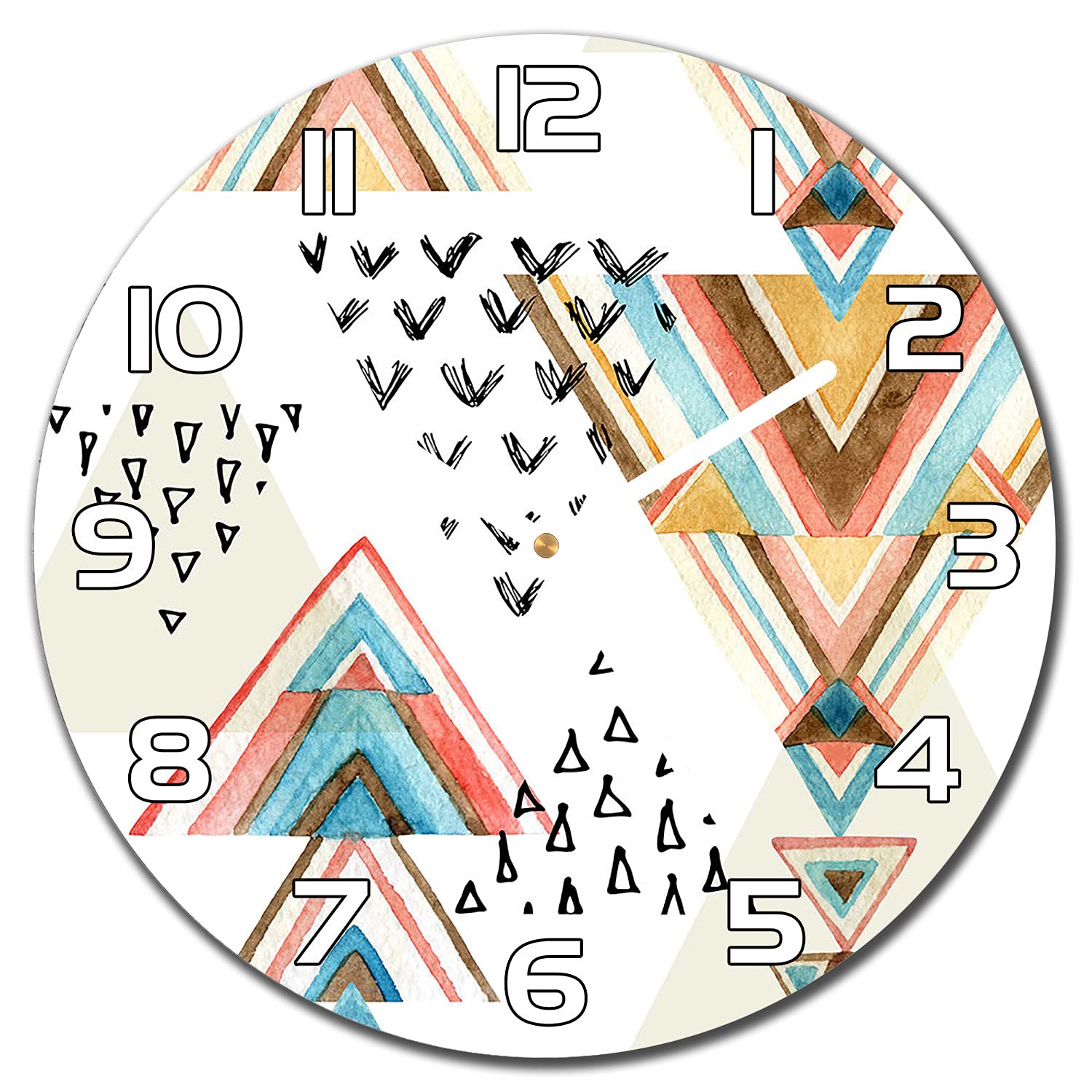 Horloge en verre de sécurité suspendue 30 cm salon design ethnique