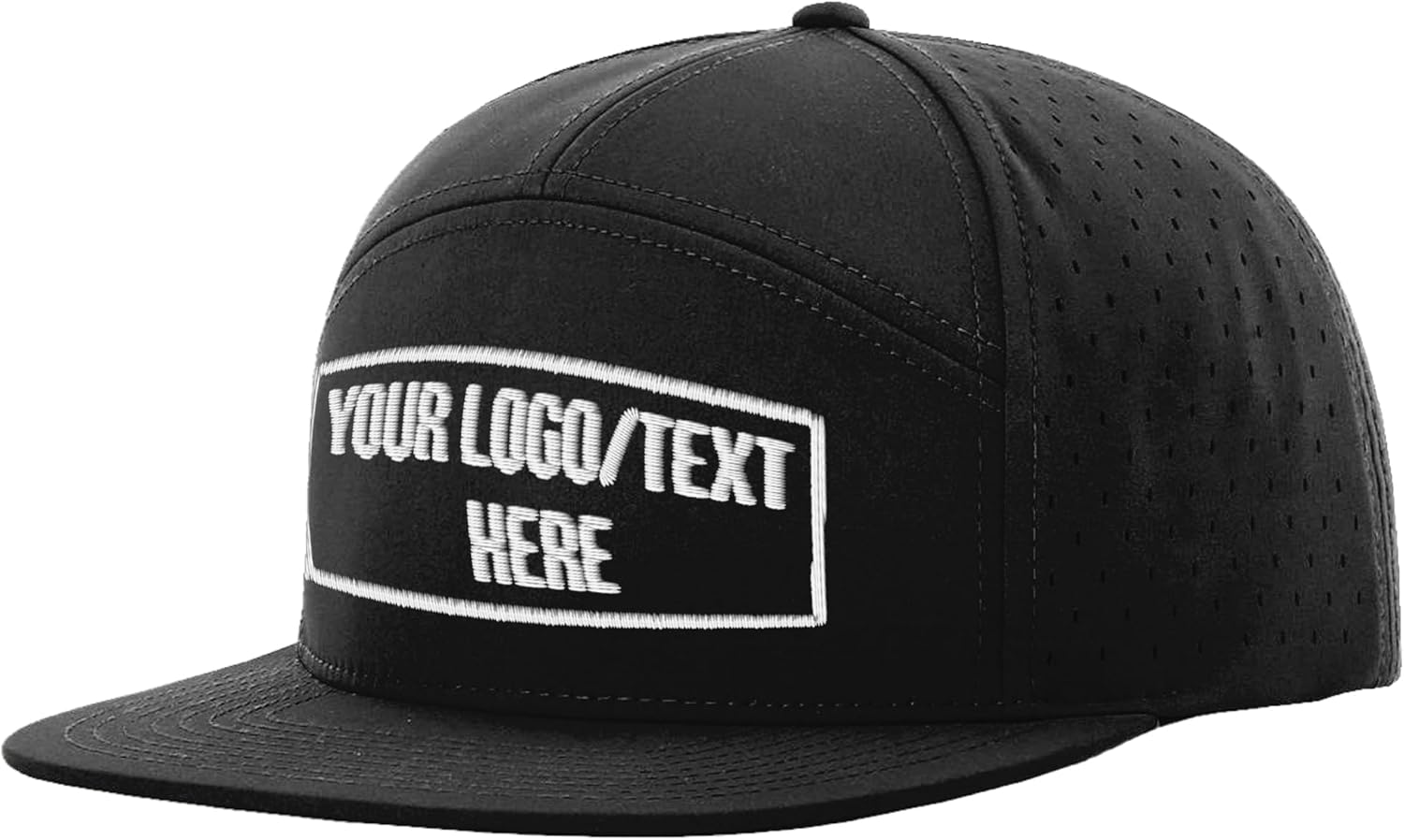 Custom Baseball Cap, Embroidered 7 Panel Flat Bill Hat, Add Your Logo or Text, Adjustable Snapback Water-Resistant