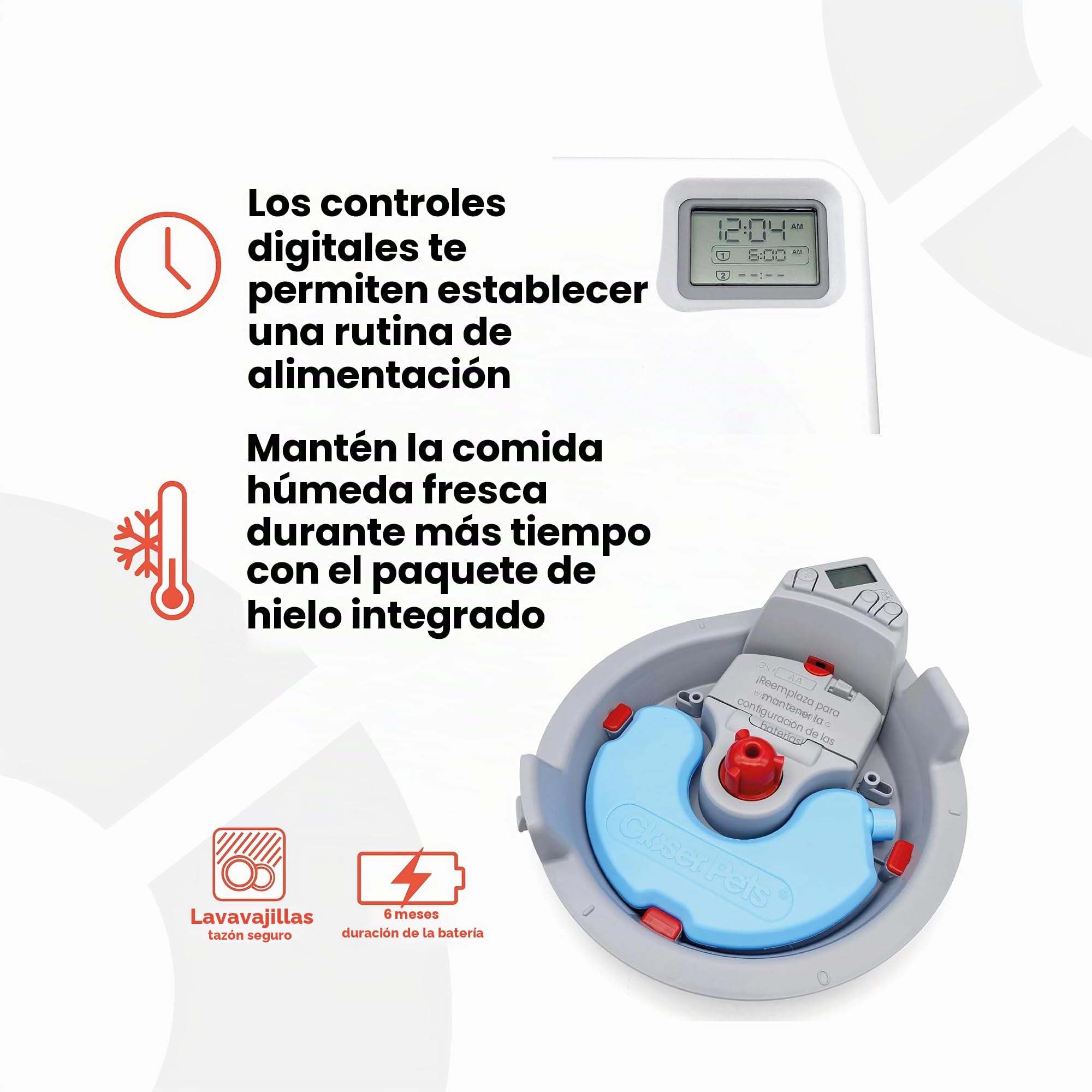 Cat Mate Comedero automático para Mascotas C300 con Temporizador Digital, para Gatos o Perros pequeños, para Alimentos húmedos y Secos para Mascotas, carrusel de 3 Comidas, hasta 330 g en Cada uno