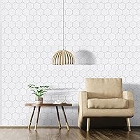 Vista 5 de Azulejos hexagonales de alta calidad para despegar y pegar, blanco impermeable para salpicaduras, azulejos de mármol autoadhesivos para cocina, baño