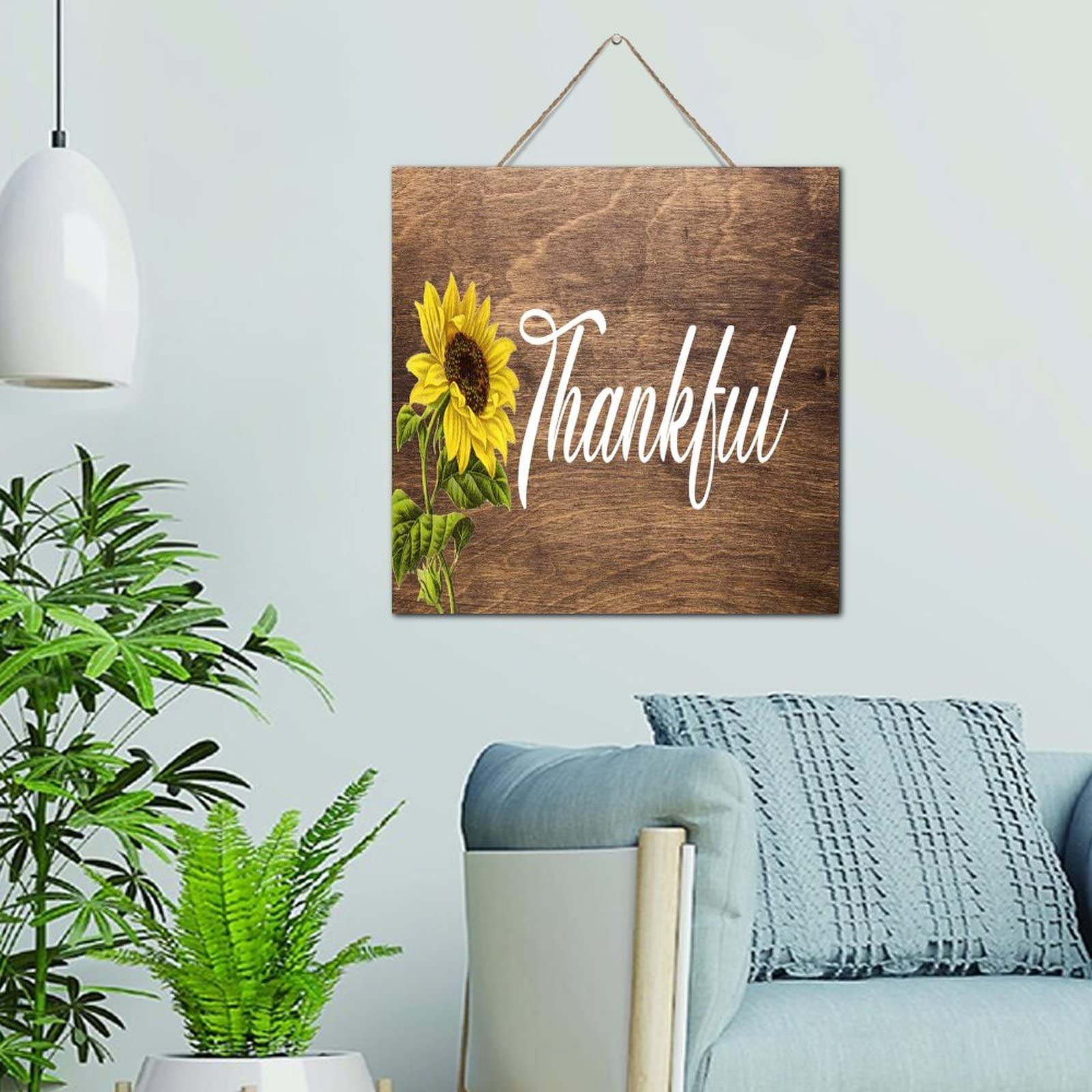 Peinture naturelle sur bois Thankful de 30,5 cm pour aménagement mural de salon moderne