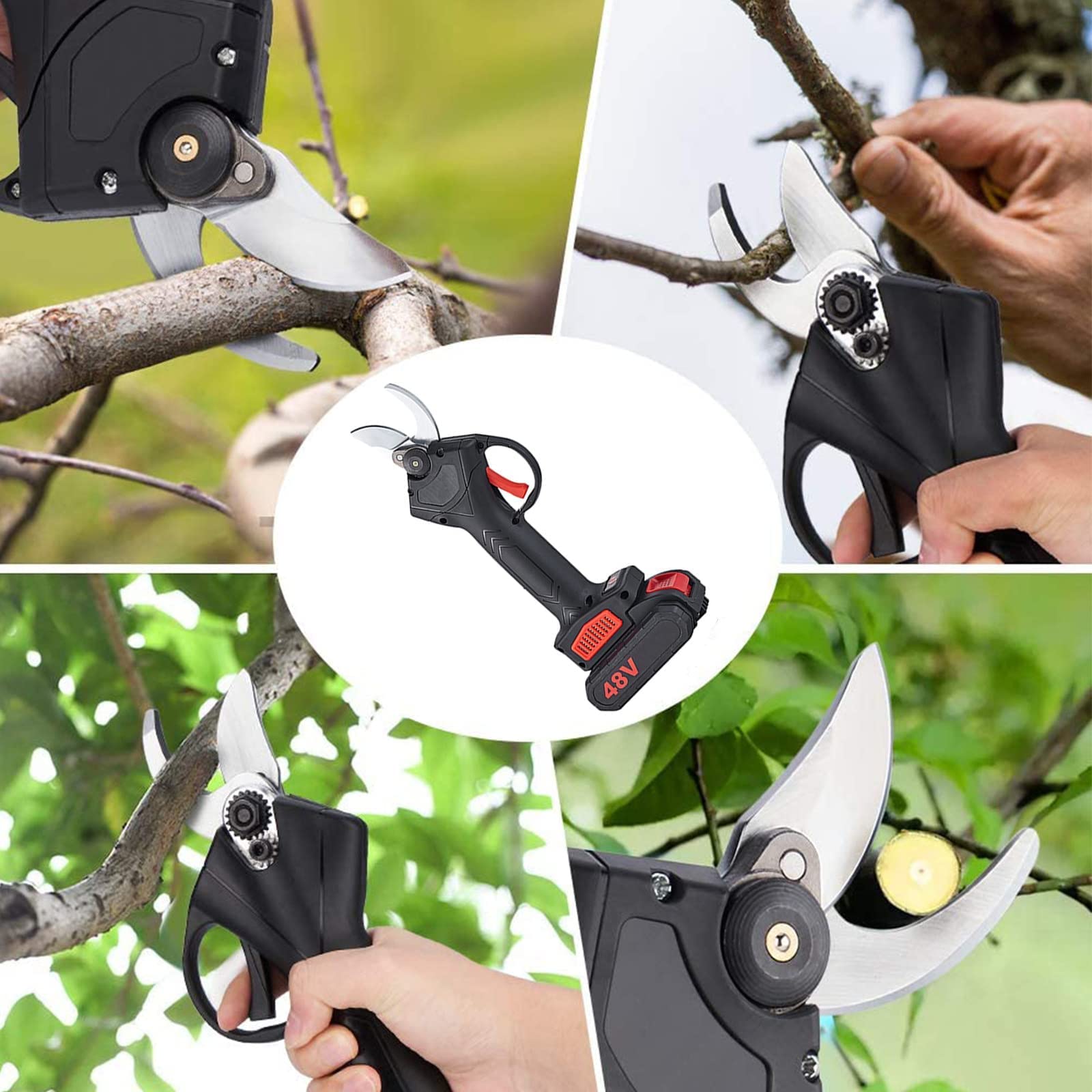 Kit de Tijeras de podar eléctricas, Tijeras de podar Profesionales con 2 baterías de Litio, Cortador de árboles de 30Mm de diámetro de Corte