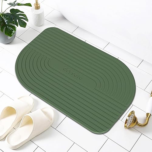 Miniatura 2 de DRYSOLU Tapete de baño de piedra de tierra de diatomeas, tapete de ducha de piedra de secado rápido, ultra absorbente, tapete de diatomita, tapete