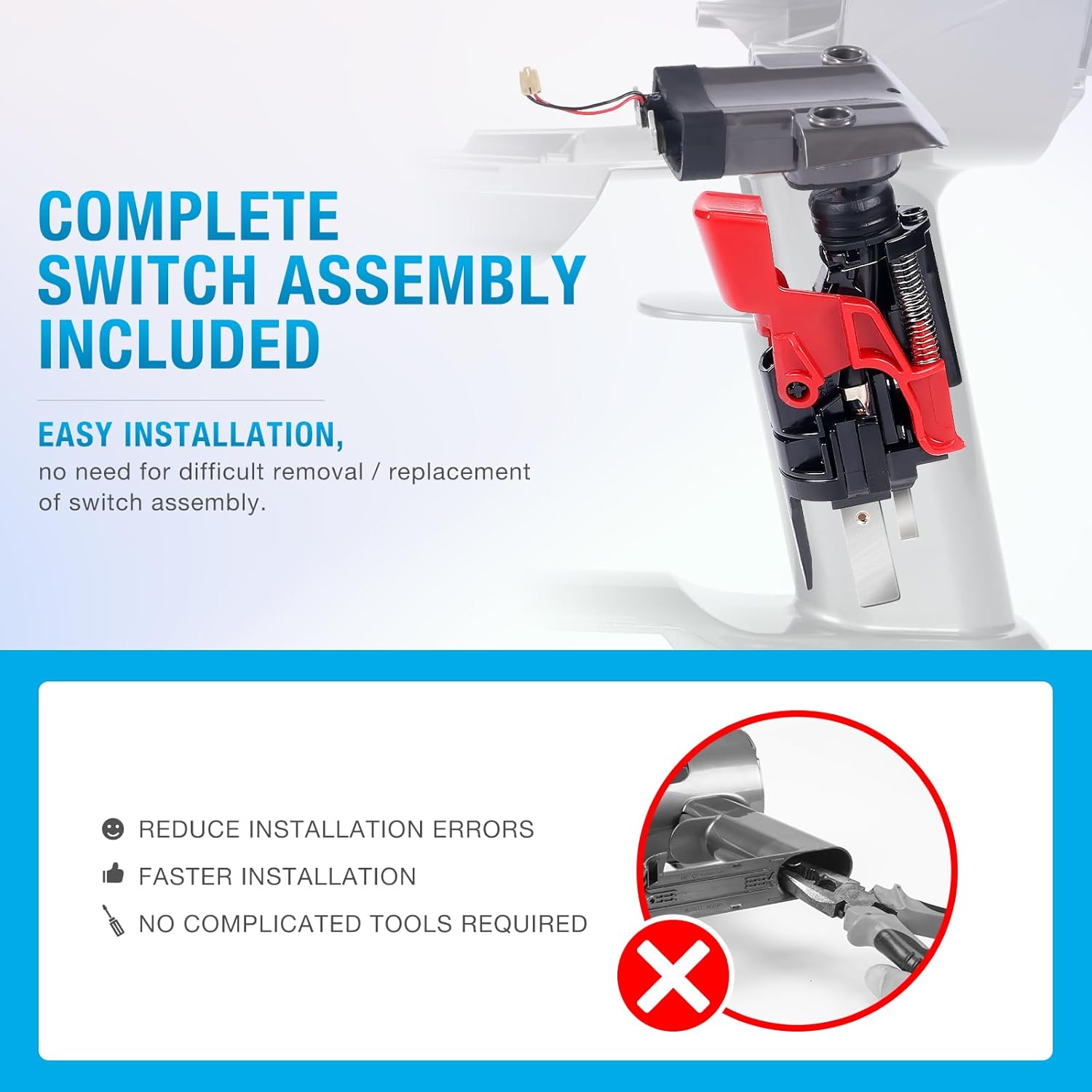 V11 SV15 Main Body Assembly Casing Compatible with V11 SV15 V15 SV22 Vacuum Cleaner Main Body Assembly Part, V11 V15 SV22 Main Body Assembly Housing with Special Tools(for Click-in Version Only)