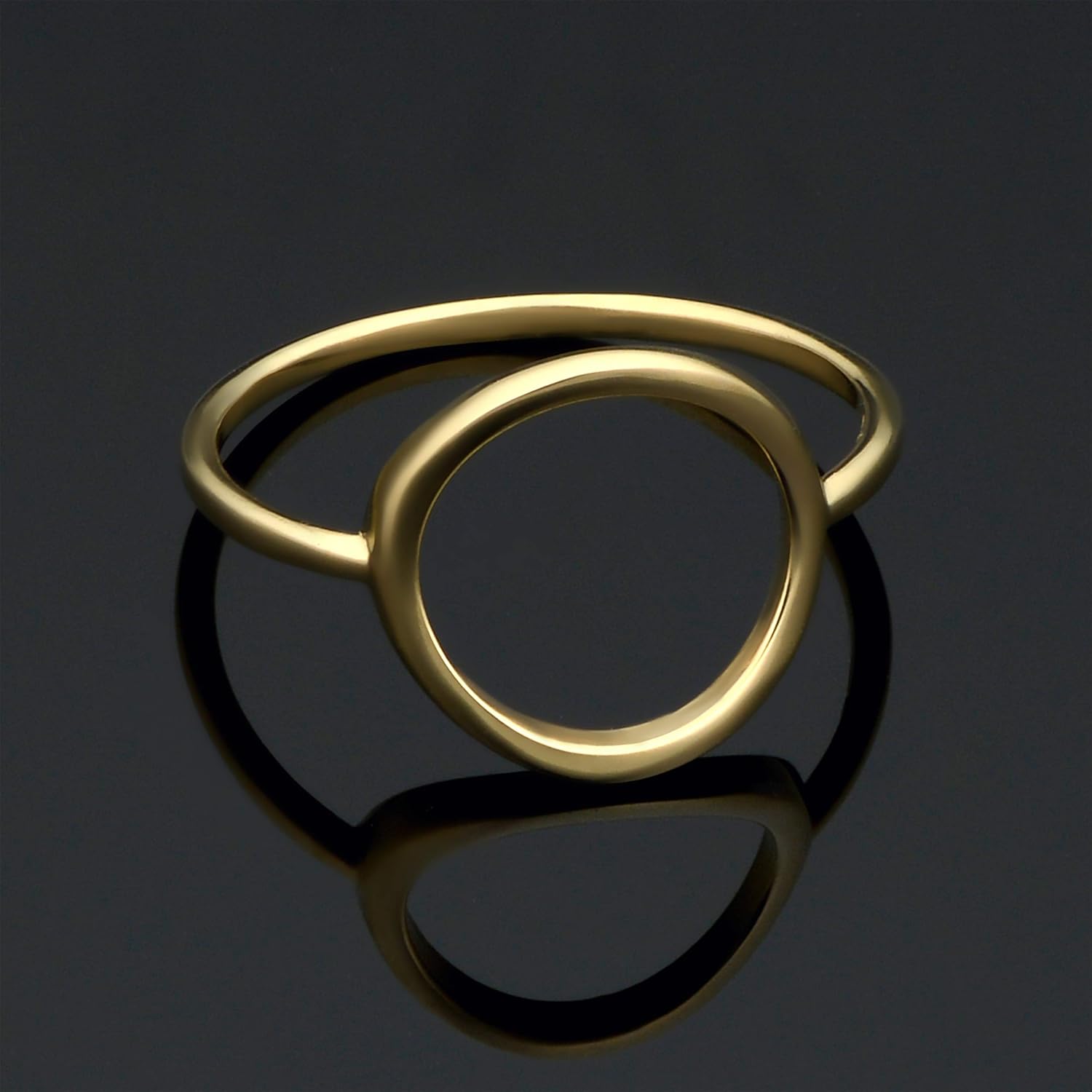 KoolJewelry 14k Yellow Gold 12 mm Open Circle Karma Ring - Image 2
