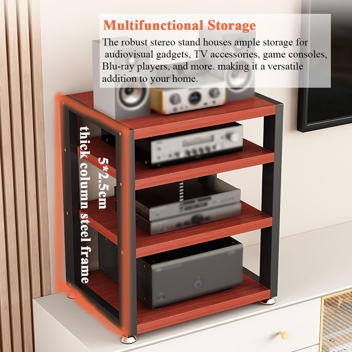 Nowoczesna konsola wideo z otwartą półką Ma Sto, narożną półką centrum rozrywki, szafką Ste na konsolę AV i funkcją stojaka Ma