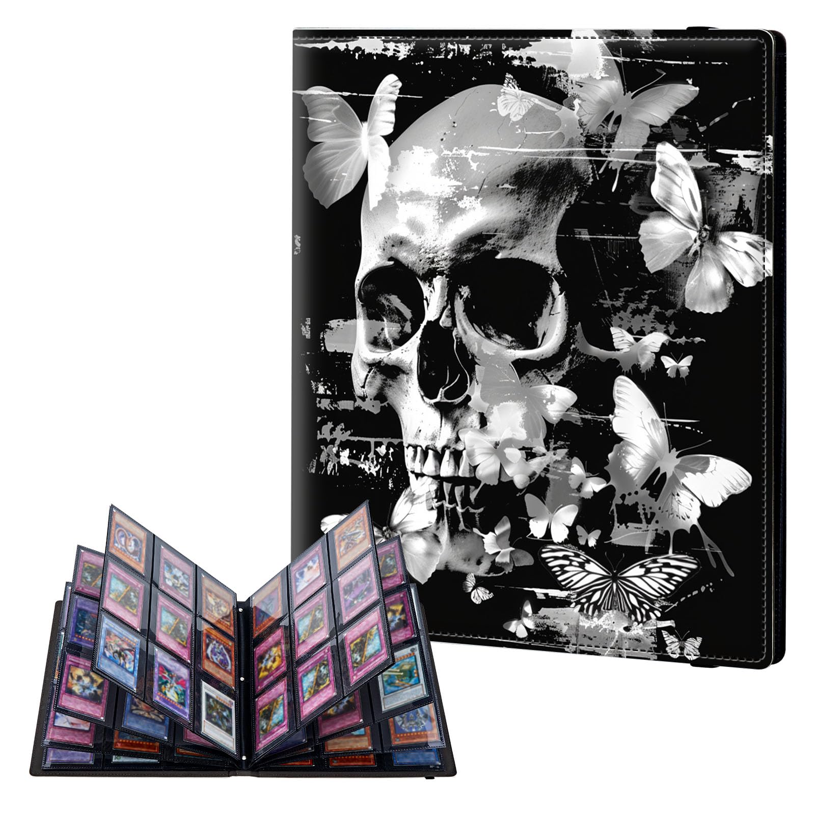 ETLKJVBL 9 Pocket Trading Card Binder, Card Collection Binder for TCG, MTG, Sports Cards, Baseball, Skull Butterfly Crown Trading Card Book Holder for Collectors, Top Loader Binder โ image 1