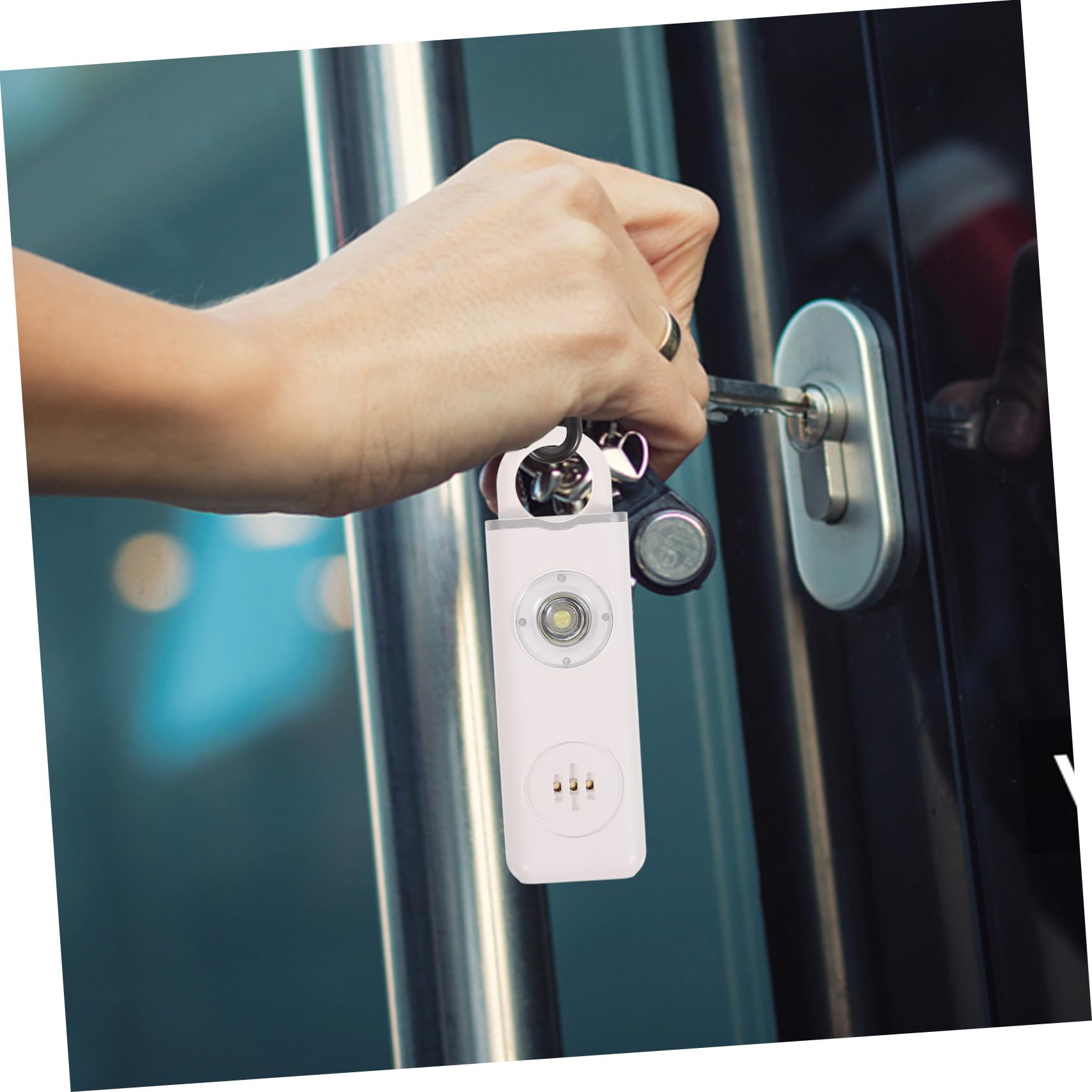 FRCOLOR Accessoires Porte-clés Sécurité Girly Étiqueter Alarme Mignon Keychains Pour Femmes Acier Inoxydable Blanche