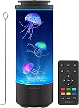 Jellyfish Lamp Bluetooth Speaker with White Noise – 7 Color Changing Jelly Fish Tank Aquarium Light, 4 Lighting Modes for Relax & Sleep, Home Office Bedroom Decor, Gift for Kids Teens Adults