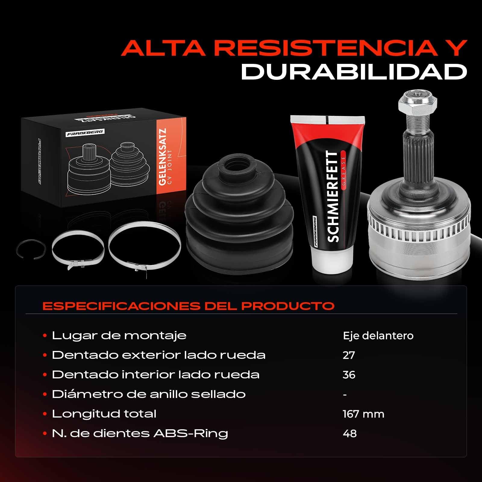 Frankberg Kit de juntas homocinéticas lado de la rueda eje delantero | Compatible con: Clase V 638/2, Autobús Vito W638, Furgoneta Vito W638