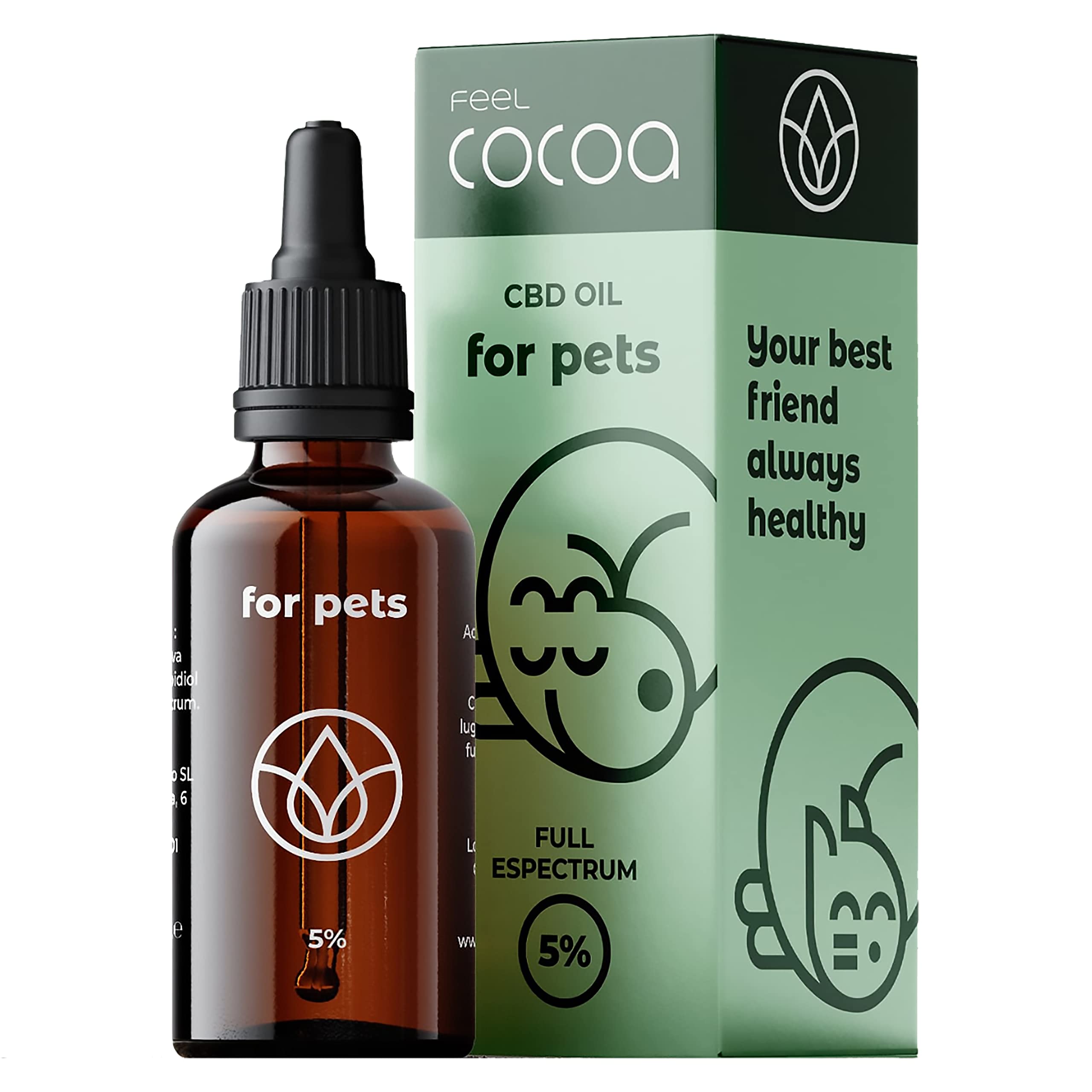 Feel Cocoa Aceite CBD 5% Perros y Gatos | 10 ml |. Fórmula Mejorada de cbd Oil Que Ayuda a Regular el organismo de tu Mascota