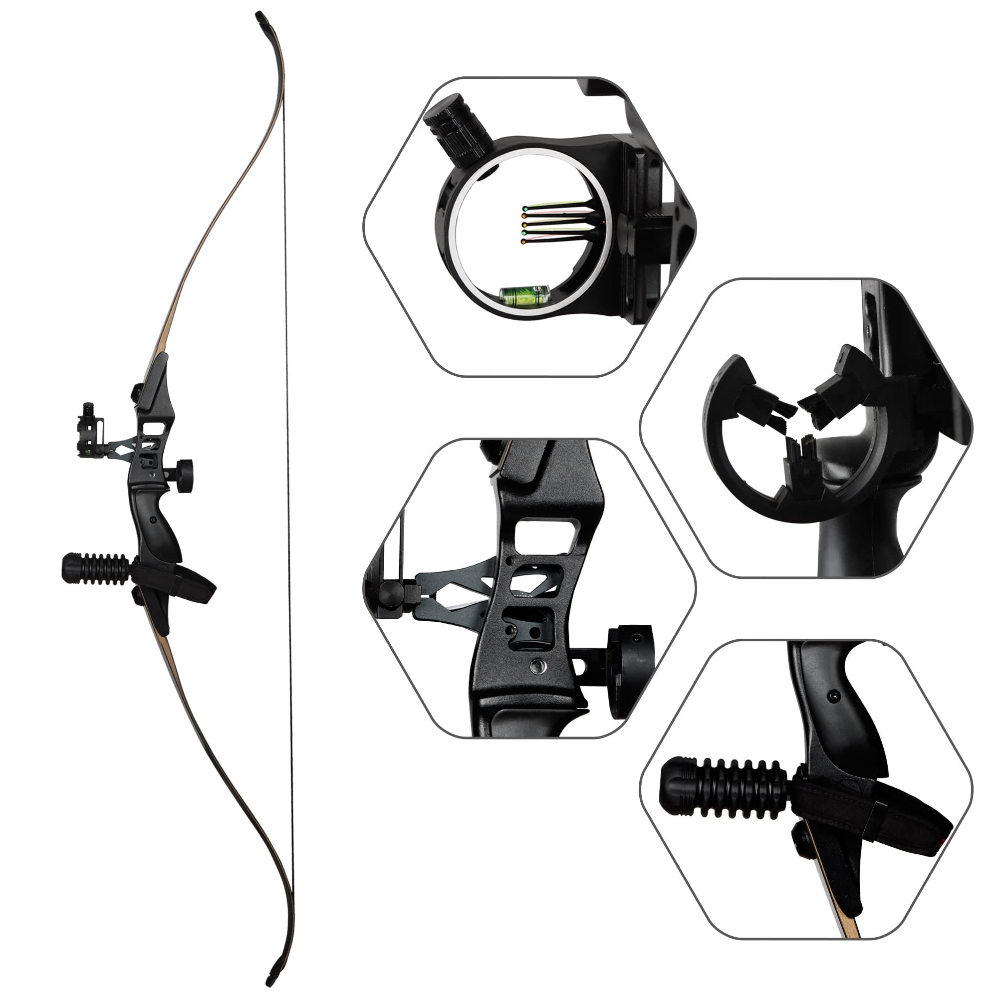 Ricurvo Arco Archi Takedown con Freccia Set 35 lb per Adulti Tiro Caccia Pratica Mano Destra