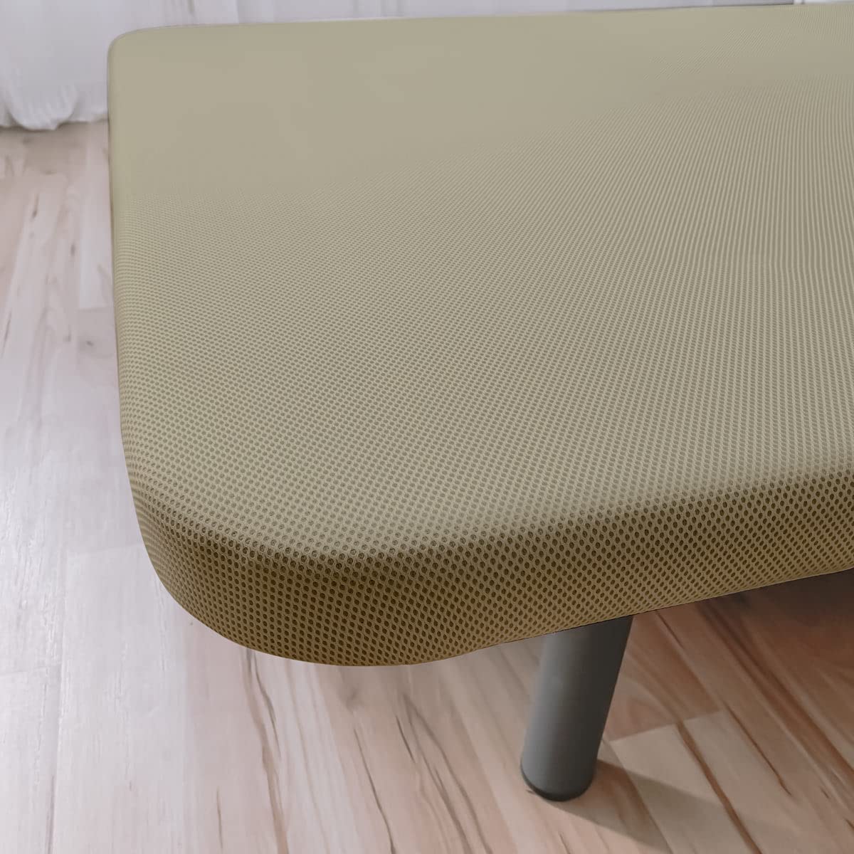 Somnia Descanso - Base Tapizada 3D Reforzada, Gran Estabilidad con 5 Barras de Refuerzo 6 Patas metálicas roscadas de 25cm, 150x190, Beige