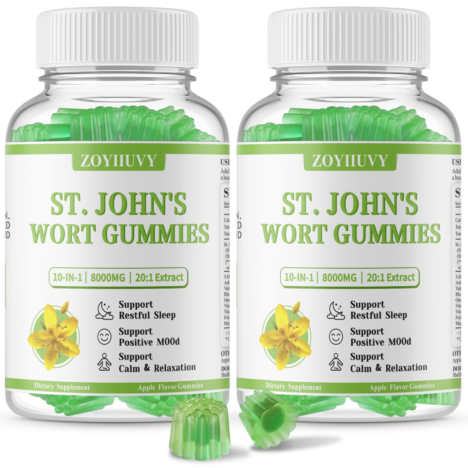 2 Pack St John's Wort Gummies, Herbal Supplement for Adults & Kids, 120Ct 60 Count (Pack of 2)