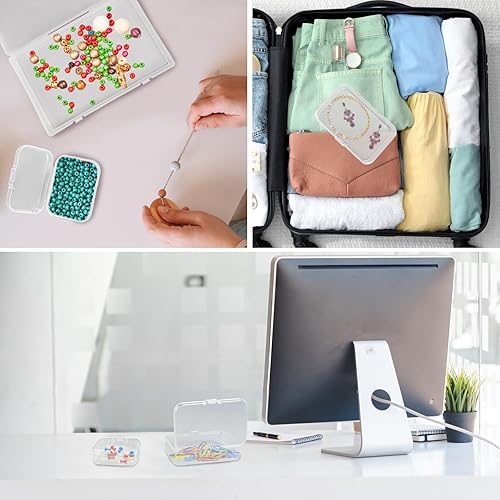 Miniatura 7 de Paquete de 24 organizadores y almacenamiento de cuentas, caja transparente apilable con tapas para organizar, contenedores de plástico versátiles