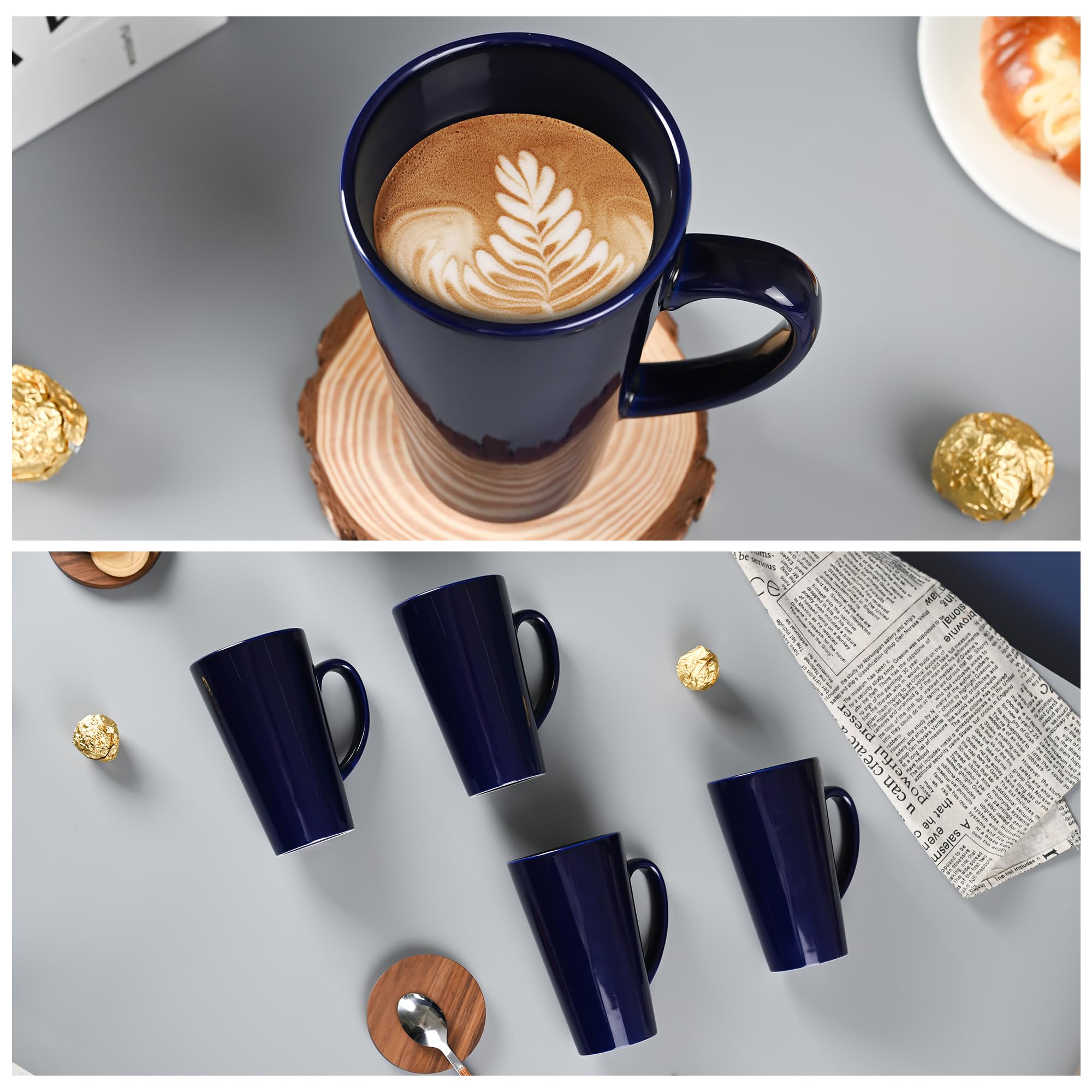 Amazon.com: BYCNZB 16oz Funnel Ceramic Tall Coffee Mugs for Coffee