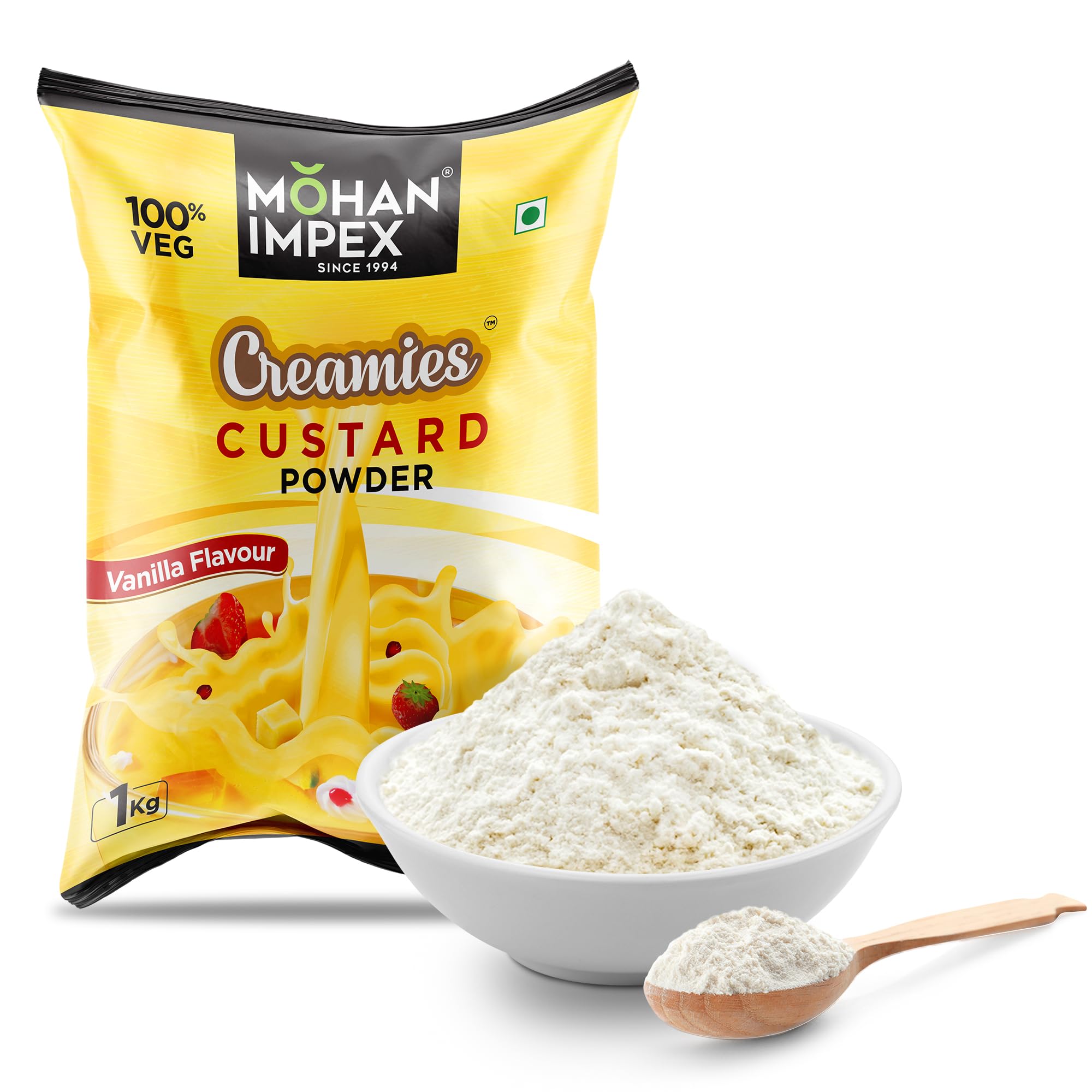 MOHAN IMPEX 1 Kg Vanilla Custard Powder | Instant Creamy Dessert | Sweet Pudding, Caramel & Cake Filling | Smooth Texture, Delicious Taste, Easy to Prepare