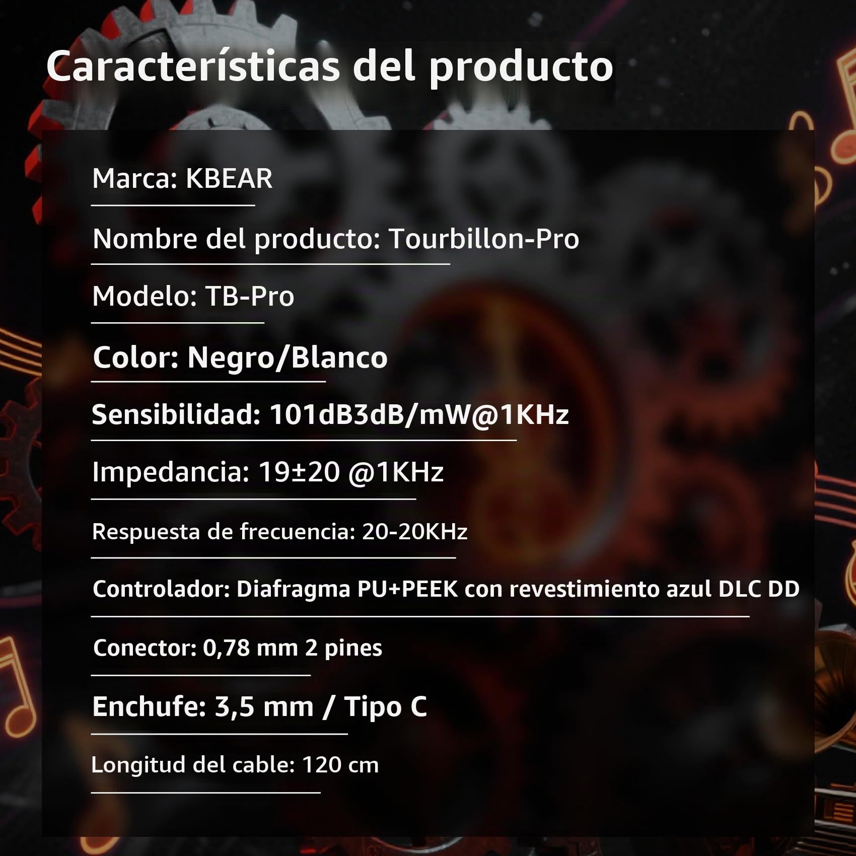 Yinyoo KBEAR TB-Pro IEM Auriculares in Ear con Cable 10mm Dual-Magnetic DD Auriculares Gaming con Micrófono Transductor Diafragma Compuesto PU+Peek+DLC
