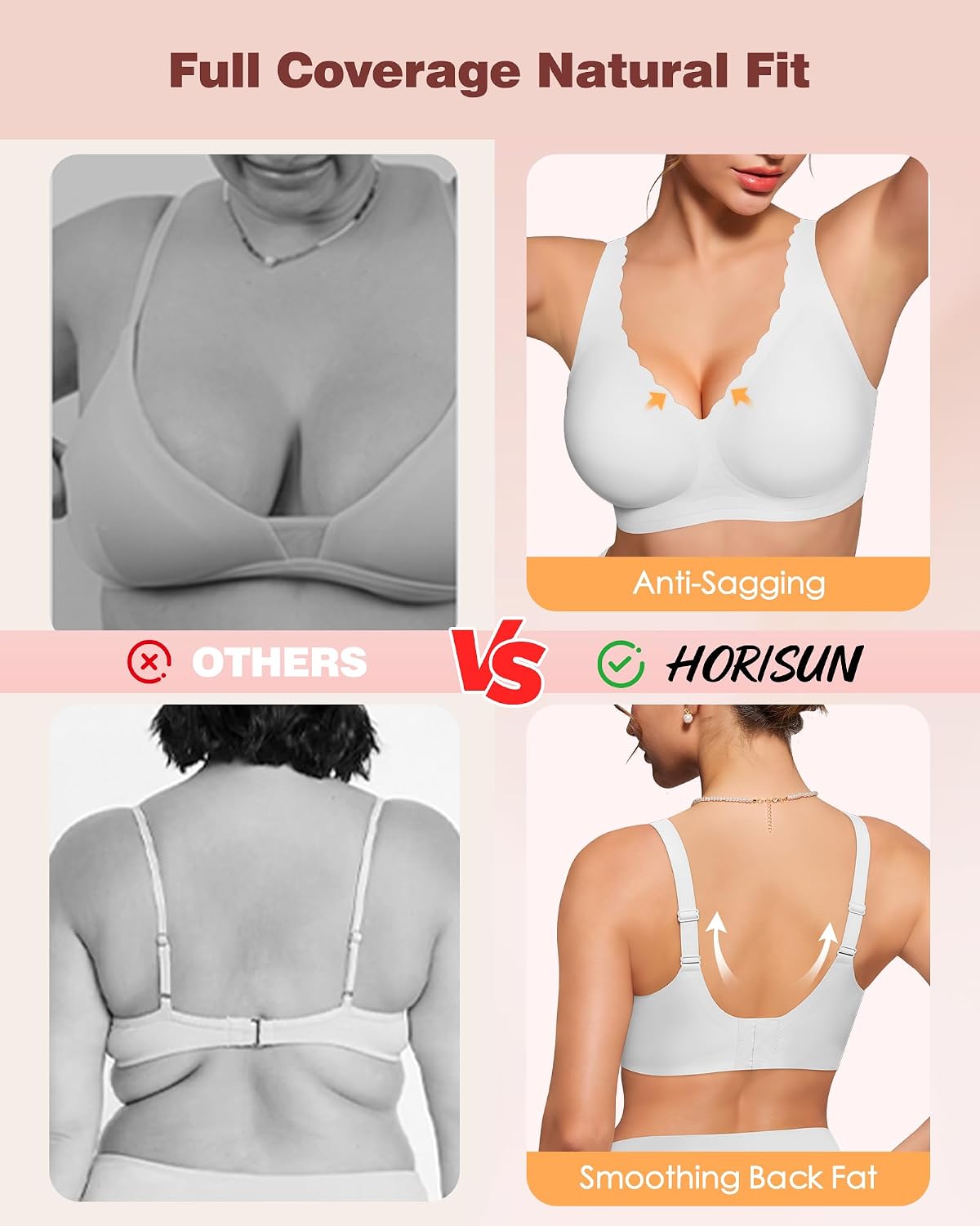 HORISUN Jelly Bras for Women No Underwire Deep V Supportive Wireless Bra image 4