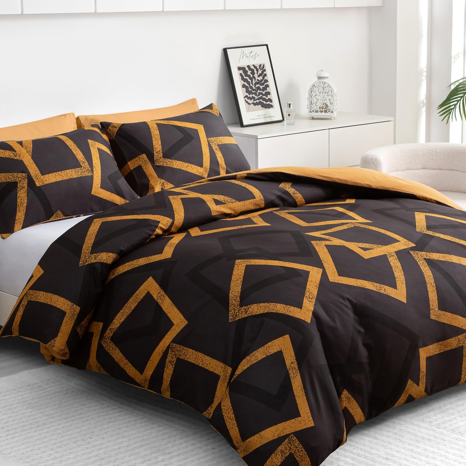 Grace Black King Size Duvet Cover Sets - Premium Microfiber Kingsize Duvet Cover Sets (230 X 220 Cm) 3 Pcs - Ultrasoft Hypoallergenic Reversible Quilt Cover Bedding Set With Zipper Closure