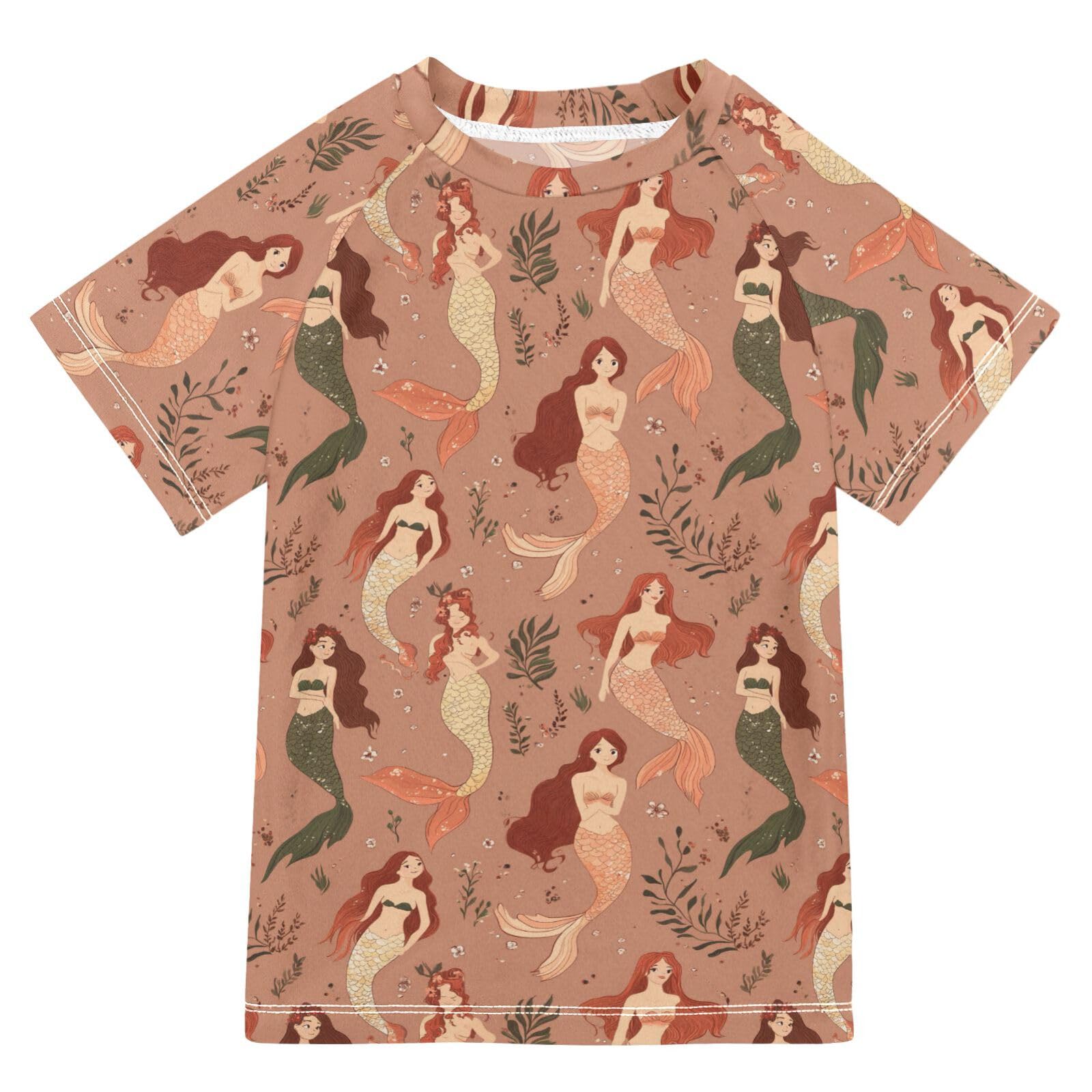 Short Sleeve Rash Guard Bathing Suit Girls Kid Swimsuits for Girls Girls Rash Guard 3T Cartoon Mermaids