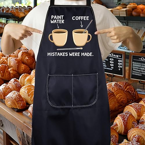 Miniatura 4 de CENWA Delantal de pintores de artistas divertidos con bolsillos, regalo para profesor de arte, error se hizo ajustable, delantal para estudiantes