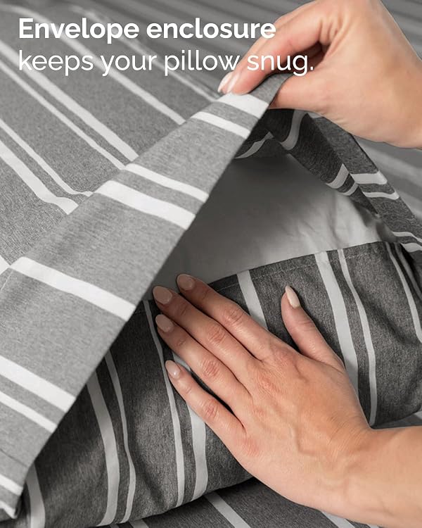 CGK Twin XL 4 Piece Sheet Set - College Dorm Room - Grey Stripes by CGK Unlimited - Used condition - Image 7
