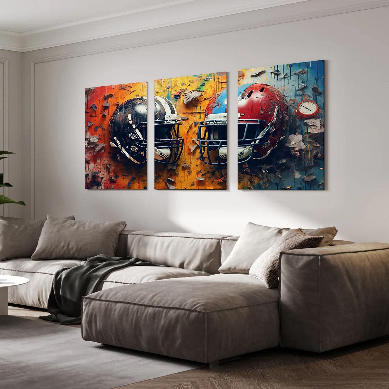 veces Pósteres de fútbol para dormitorio de niños, abstracto, retro, sala de deportes, fútbol, motivacional, juego de 3, decoración de pared, póster para habitación de adolescentes, impresiones
