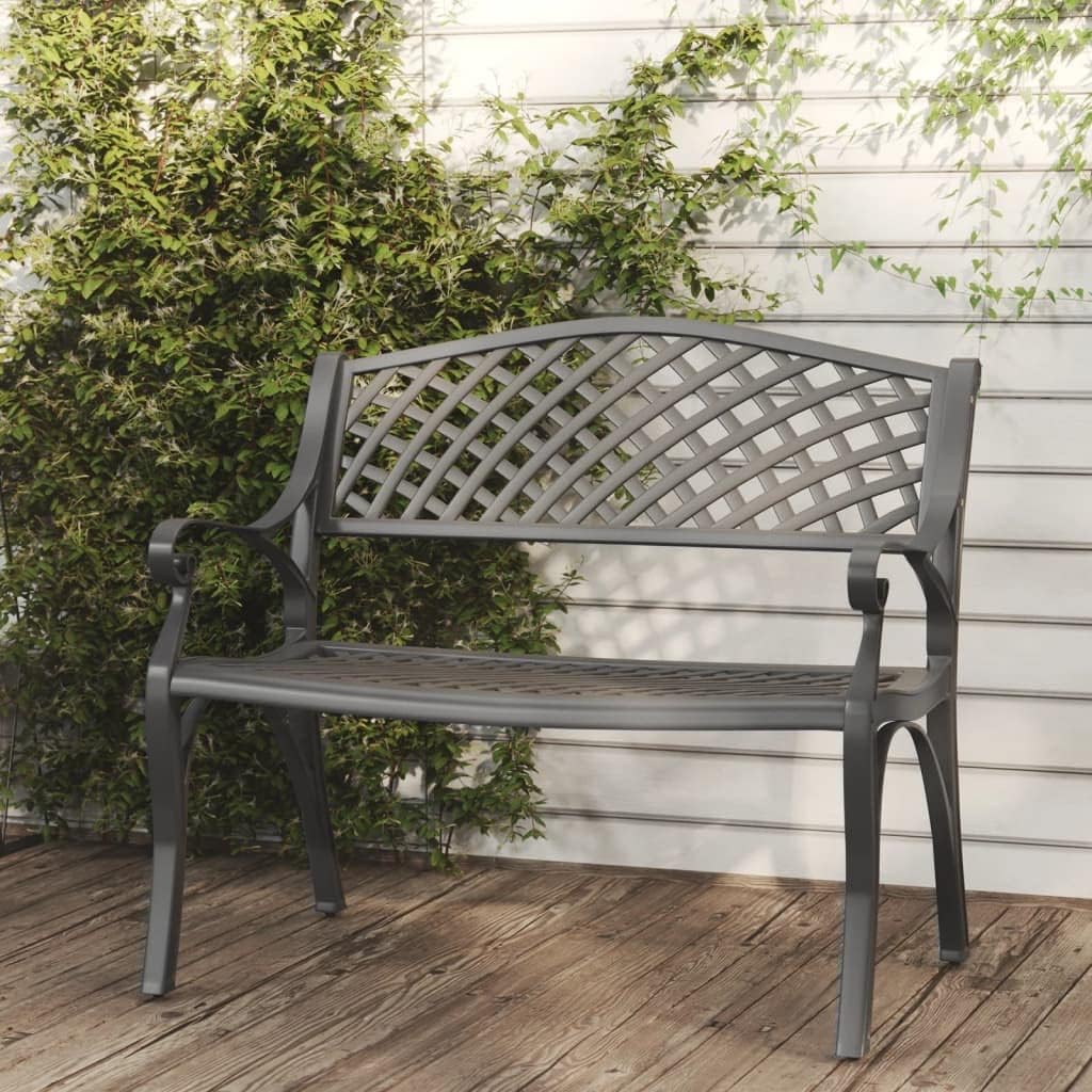 Garden Bench 102 cm Cast Aluminium BlackFurniture Outdoor Furniture Outdoor Seating Outdoor