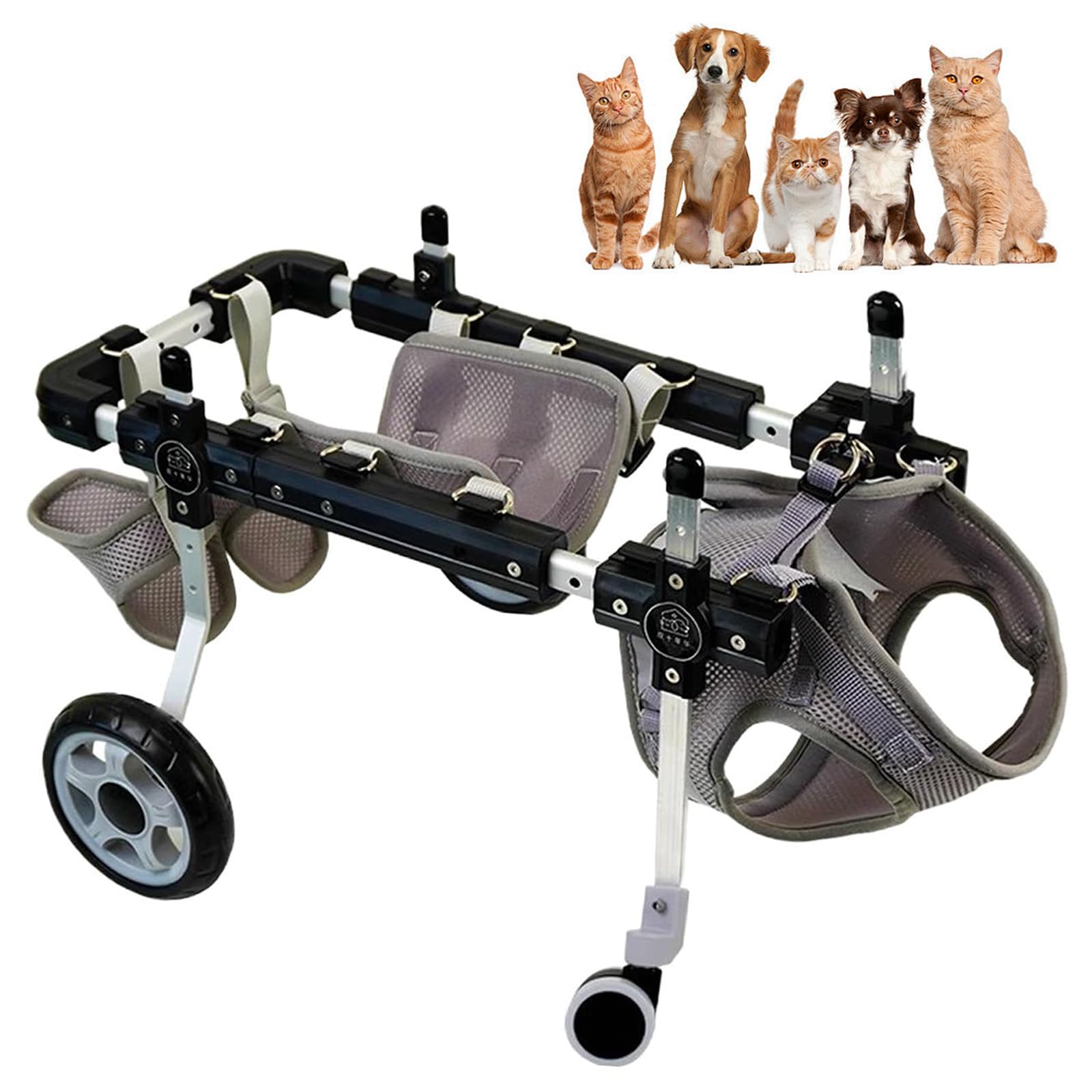 Fauteuil roulant réglable à 4 roues avec support de hanche pour chien