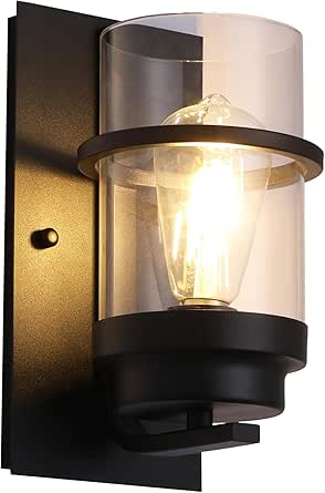 Black Wall Sconces Indoor - Rustic Vanity Lights For Bathroom & Living Room