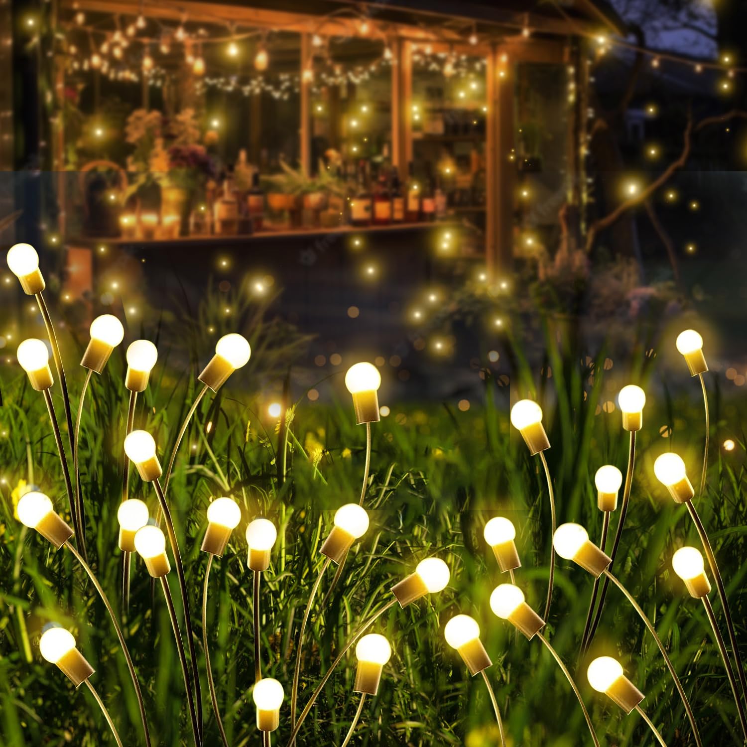 Solar Garden Lights 4 Pack New Upgraded 12 LED Firefly Lights Solar Outdoor Waterproof Swaying Light Sway by Wind Yard Patio Pathway Backyard Lights for Outside Fairy Garden Decor Yard Patio Pathway