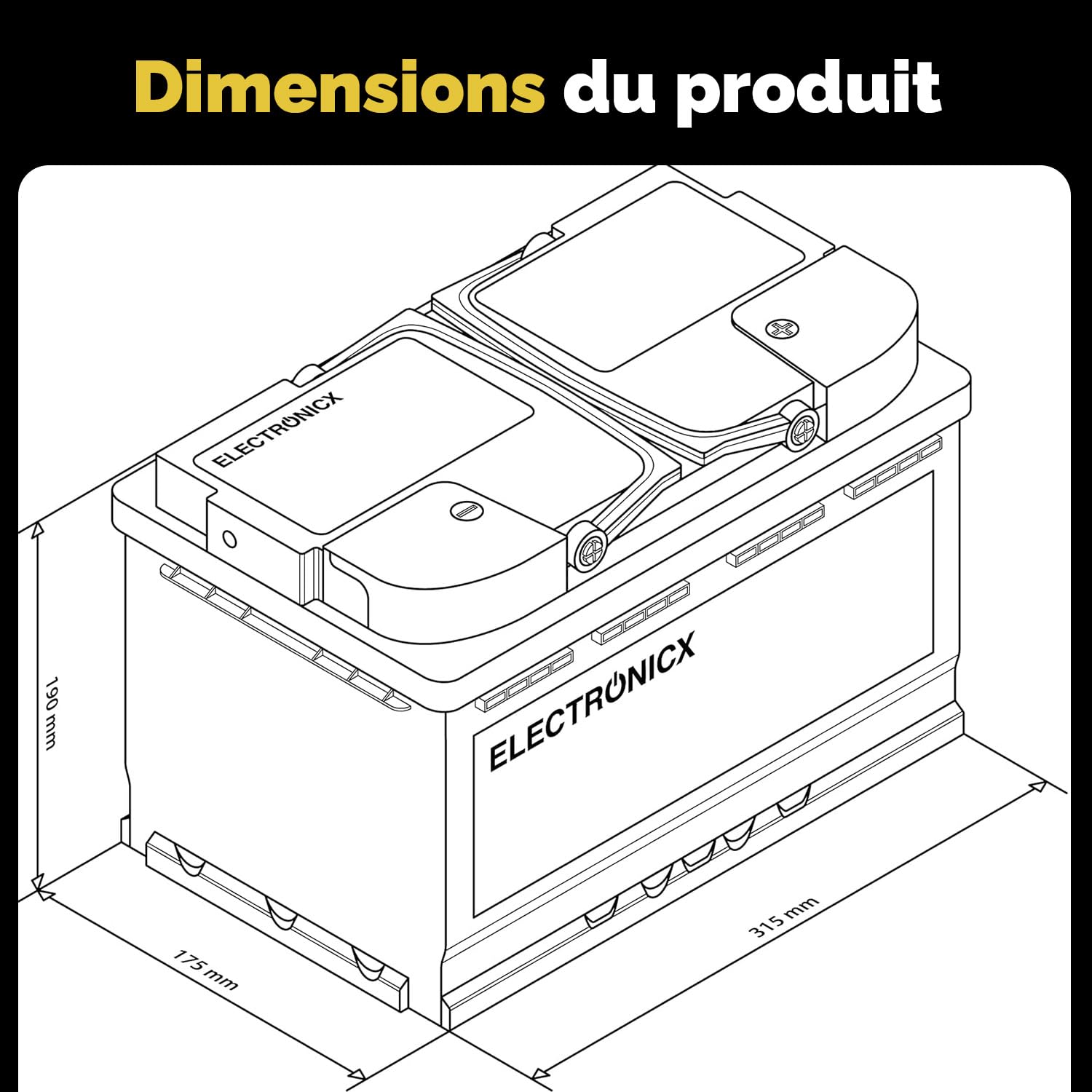 Electronicx Batterie AGM Solaire 12V 110Ah – 110 ah Batterie à Décharge Profonde – Entièrement scellée & sans entretien– Idéale pour Camping-car, Bateau, Yacht, Système Solaire & Autonomie Énergétique
