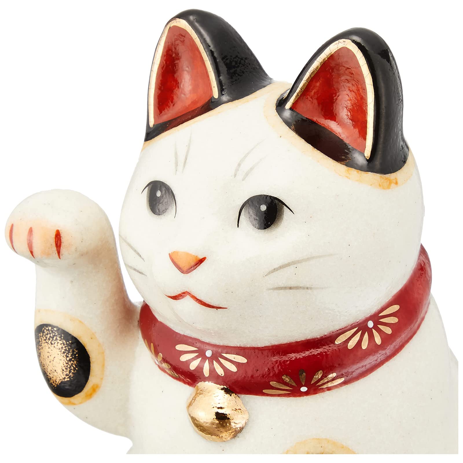 Amazon.co.jp: 薬師窯 陶彩 菊花 招き猫 右手上げ 大 高さ16cm 赤 日本