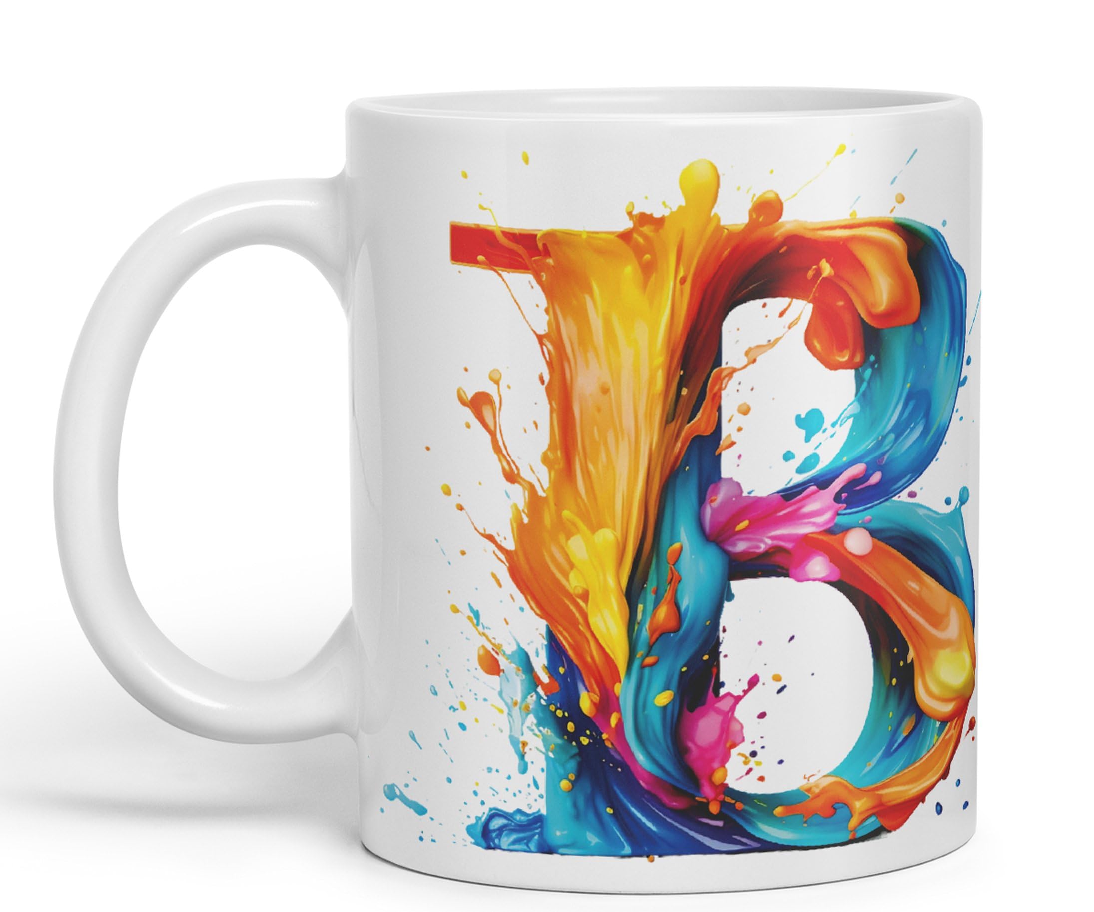 Vixar Tazza con lettera C, con monogramma dell'alfabeto C, in ceramica, colorata, per tè, caffè, hot brew, 330 ml, idea regalo (rosso