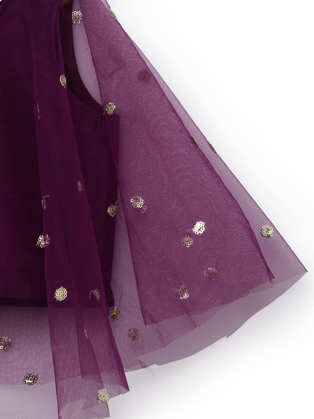 studio rasa Kids Girls Net Sequins Embroidered Cape Top for Festive Wedding (GTC12216/3-4_Purple_3-4Y) 1