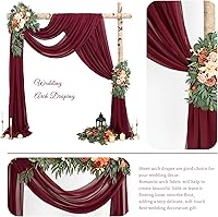 Vista 147 de Tela para envolver arco de boda, 4 paneles de 28 x 20 pies, cortinas de arco de boda rosa para ceremonia, cortinas de tela de gasa para cenador