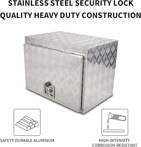 Miniatura 8 de Caja de herramientas de aluminio plateado de 24 pulgadas, caja de herramientas de 5 barras para camión, automóvil, remolque, al aire libre, recogida