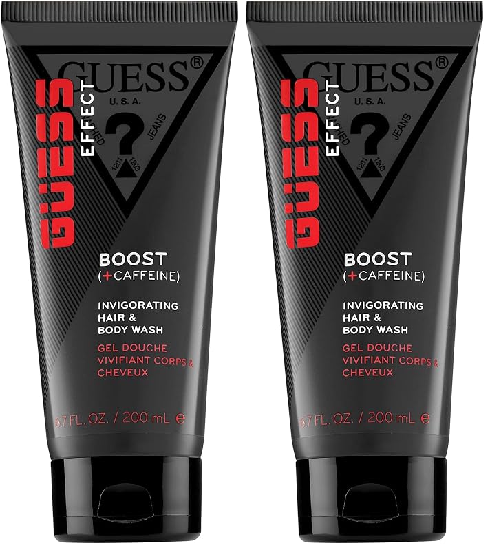 GUESS Effect Grooming BOOST Sabonete 2 em 1 para Cabelo e Corpo com Cafeína, 2 unidades