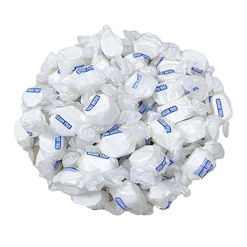 Caramelo de agua salada de vainilla sin azúcar, bolsa a granel de 1 libra (16 onzas), envuelta individualmente, suave y masticable, sin nueces, sin