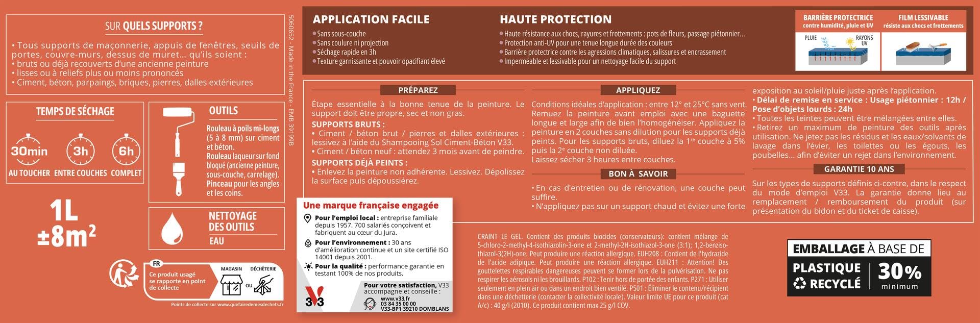 V33 Peinture pour appuis de fenêtres, Blanc 1L