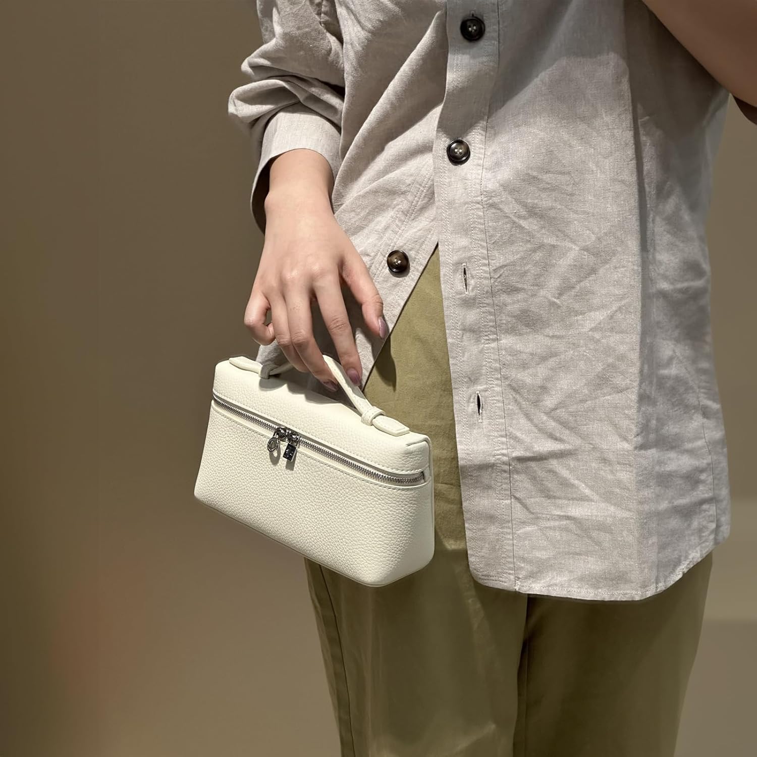 Crossbody Bag for Women Top-Handle Pouch Bag Designer Shoulder Leather Handbag Trendy Purse (Beige) - Image 6