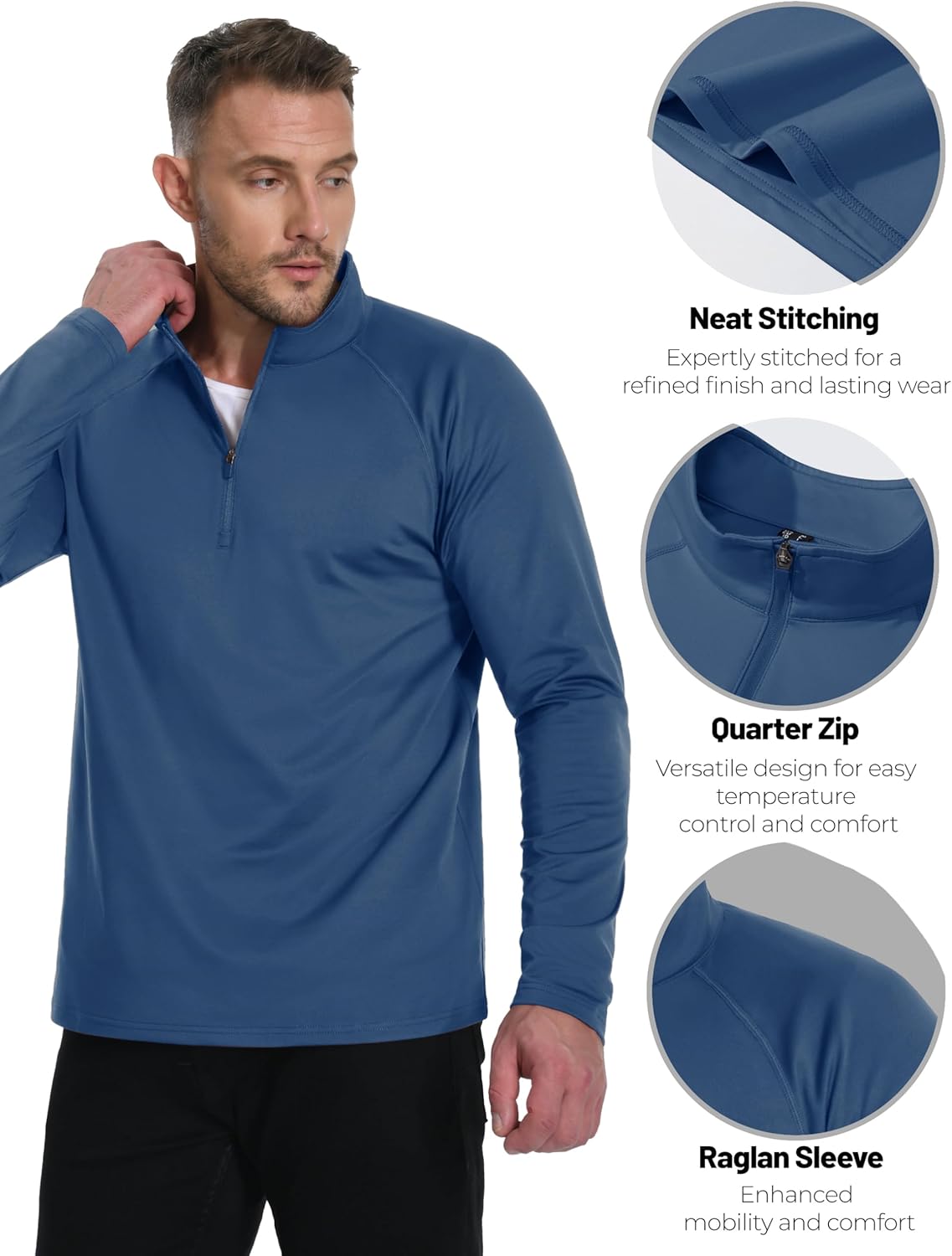 Boladeci Men's Quarter Zip Pullover Premium Fleece Lined Long Sleeve Golf Shirts Warm Hiking Shirts Lightweight Sweatshirts - Image 4