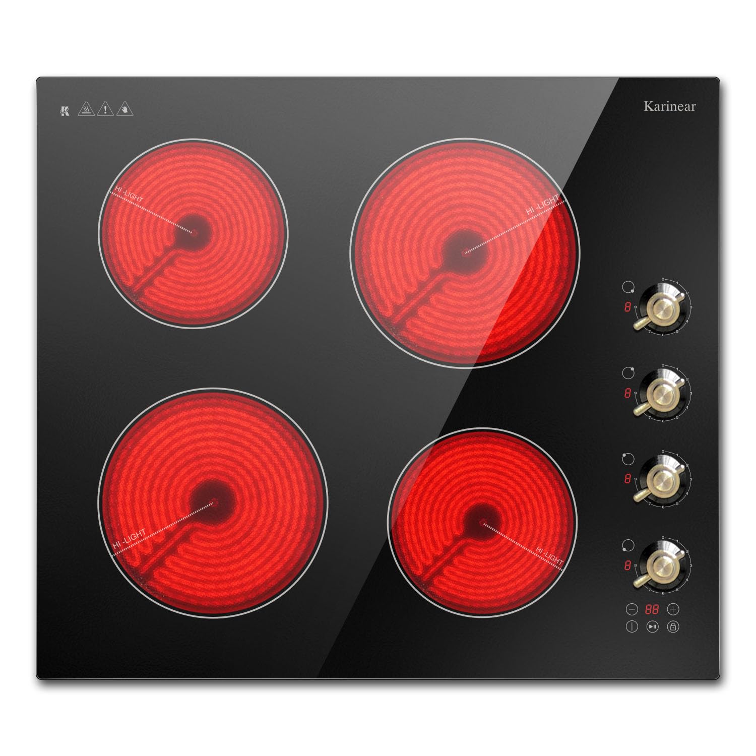 Karinear Electric Cooktop 24 Inch, 4 Burners Electric Stove Top, Drop-in