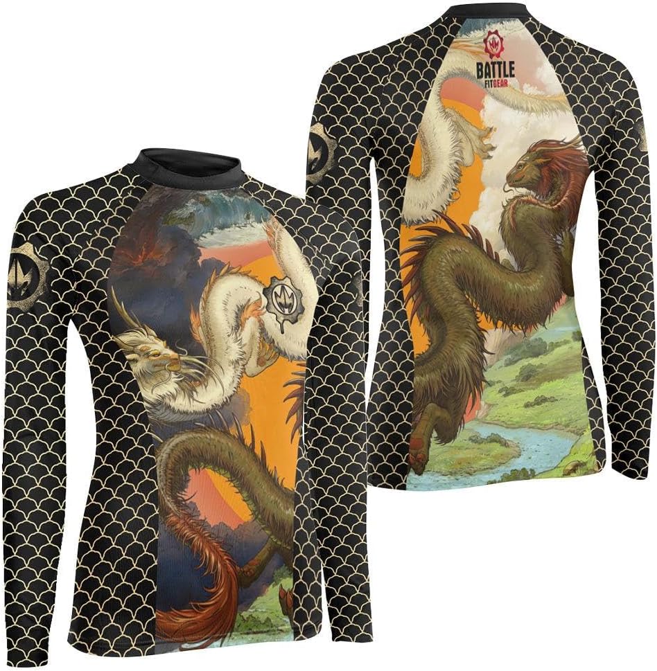 Dragon Women's Long Sleeve Rash Guard – Compression Training Shirt for MMA, BJJ, Grappling & Fitness