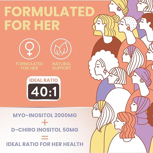 Miniatura 2 de Suplemento vegano de mio-inositol y D-quiro inositol para mujeres, alivio del SOP, equilibrio hormonal, apoyo ovárico, suplemento de apoyo a la