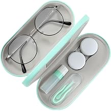 MoKo Double Eyeglass Case,Glasses and contact case 2 in 1 with Mirror