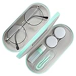 MoKo Double Eyeglass Case, Contact Lens Case with Mirror Tweezers Remover, 2 in 1 Double Sided Portable Contact Lens Box Holder Container Soak Storage Kit Sunglasses Pouch for Men & Women, Green